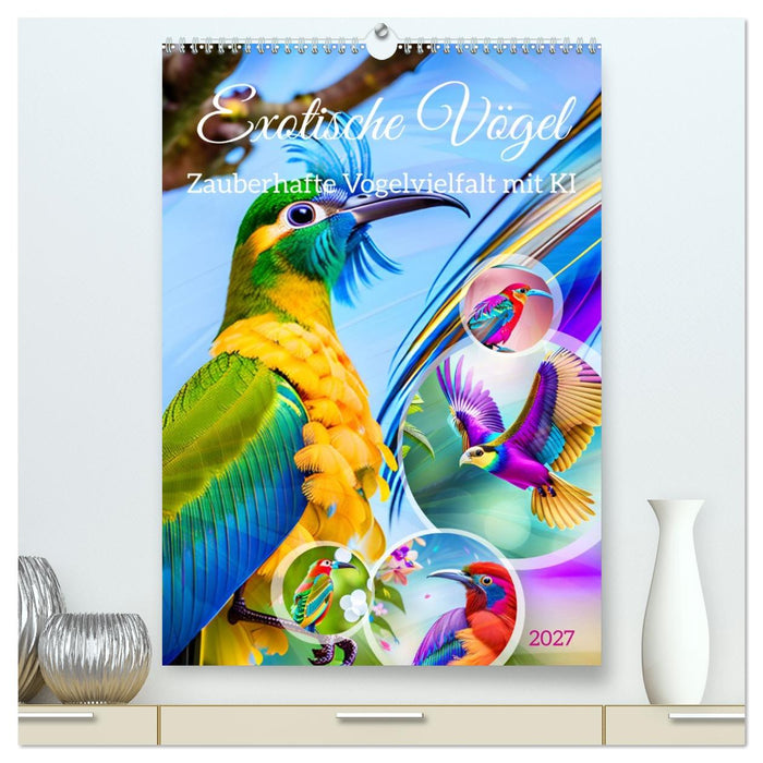 Exotische Vögel. Zauberhafte Vogelvielfalt mit KI (CALVENDO Premium Wandkalender 2027)