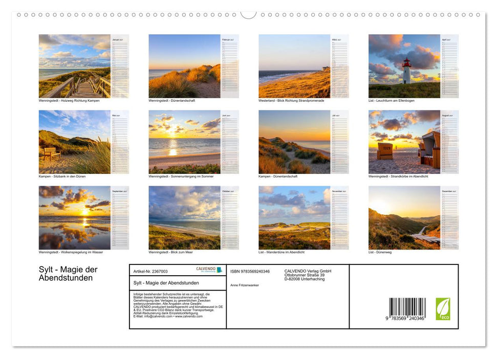 Sylt - Magie der Abendstunden (CALVENDO Premium Wandkalender 2027)