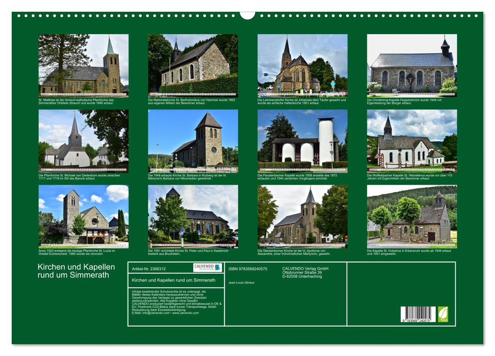 Kirchen und Kapellen rund um Simmerath (CALVENDO Wandkalender 2027)