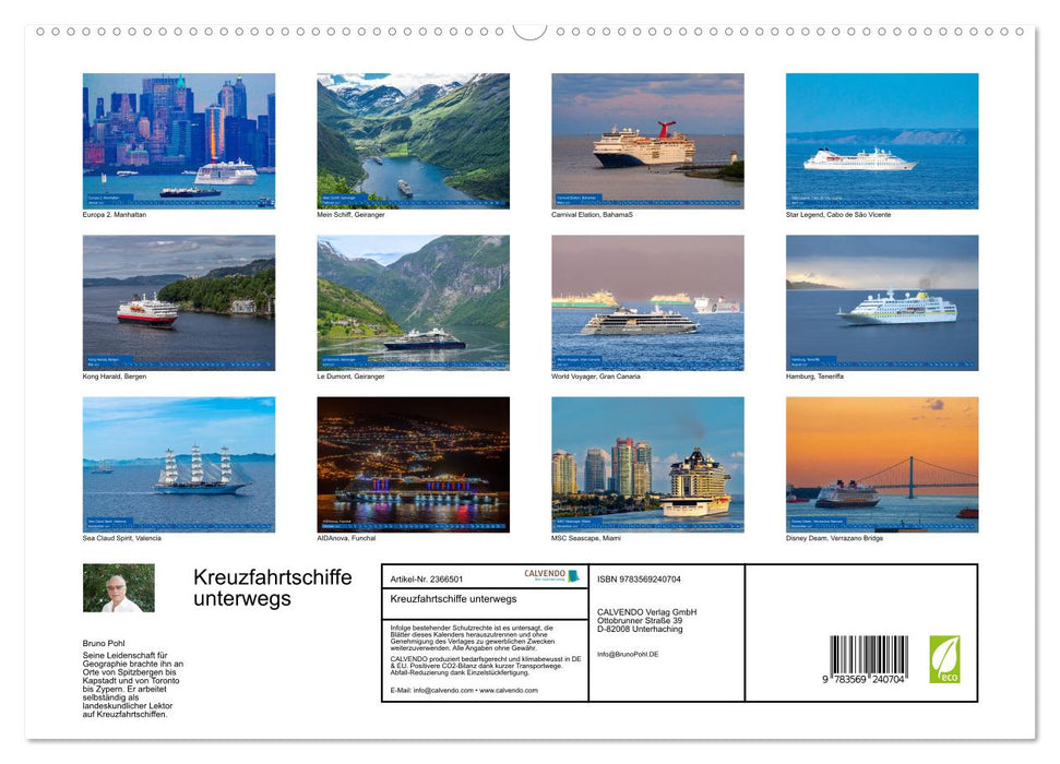 Kreuzfahrtschiffe unterwegs (CALVENDO Premium Wandkalender 2027)