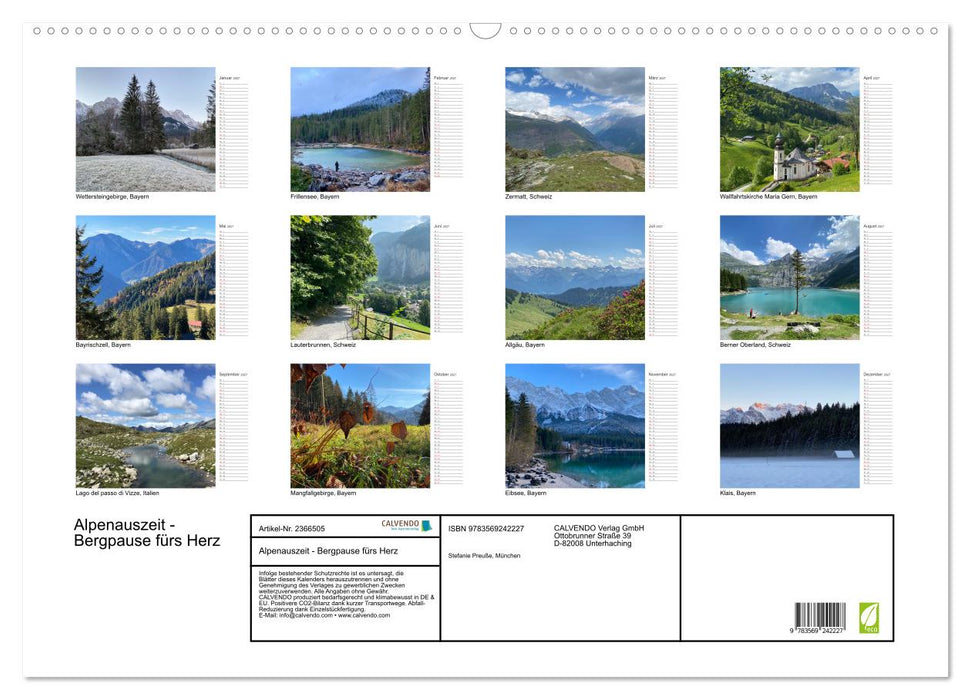 Alpenauszeit - Bergpause fürs Herz (CALVENDO Wandkalender 2027)