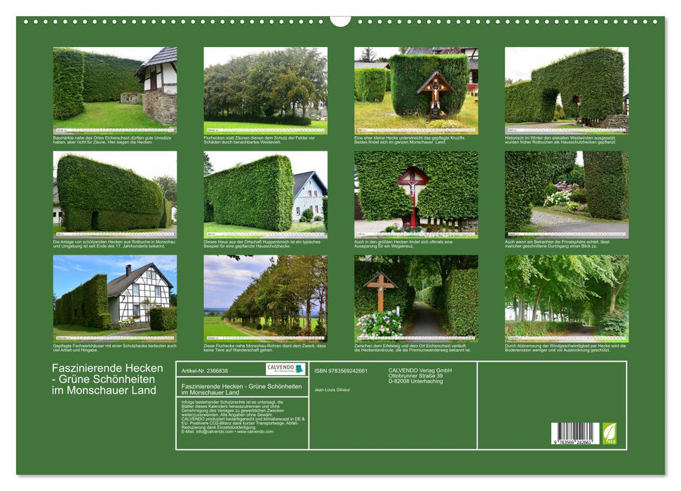 Faszinierende Hecken - Grüne Schönheiten im Monschauer Land (CALVENDO Wandkalender 2027)