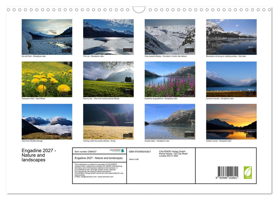 Engadine 2027 - Nature and landscapes (CALVENDO Monthly Calendar 2027)