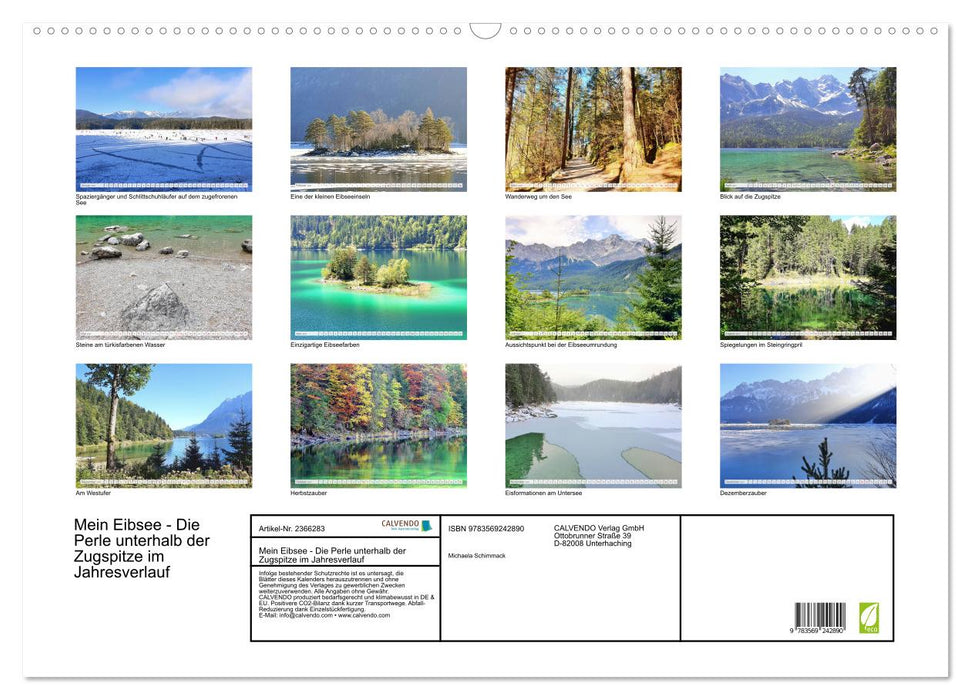 Mein Eibsee - Die Perle unterhalb der Zugspitze im Jahresverlauf (CALVENDO Wandkalender 2027)