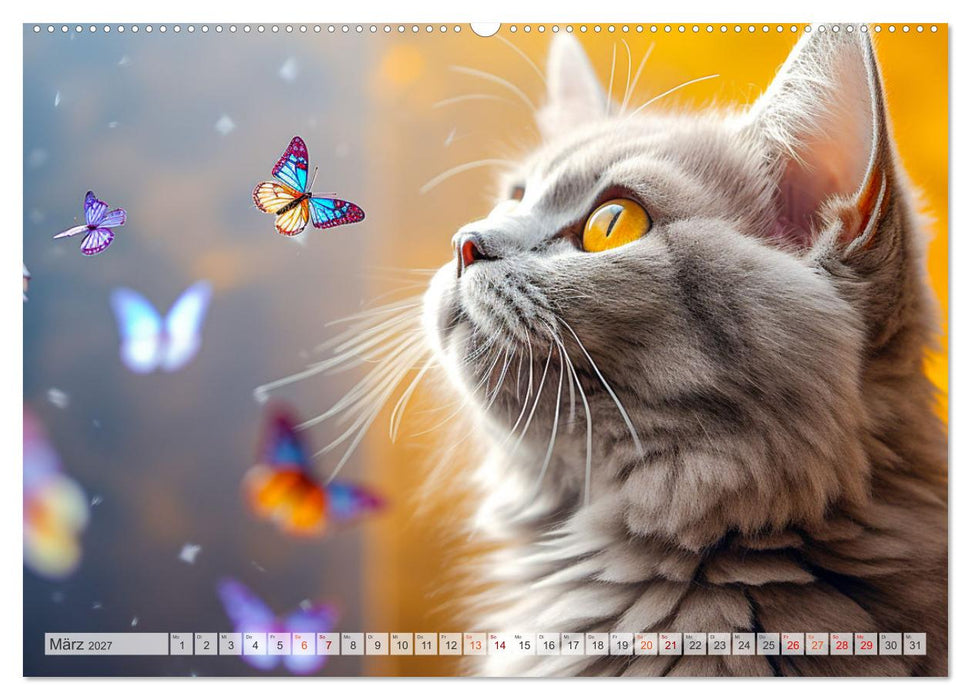 Die Katze und der Schmetterling (CALVENDO Premium Wandkalender 2027)