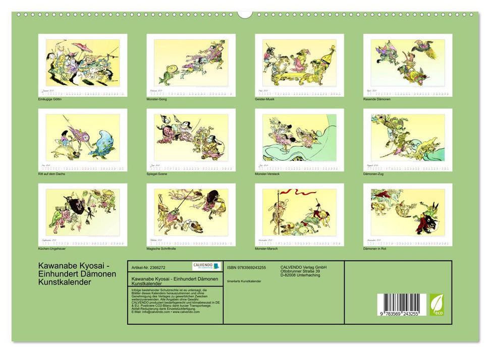 Kawanabe Kyosai - Einhundert Dämonen Kunstkalender (CALVENDO Premium Wandkalender 2027)
