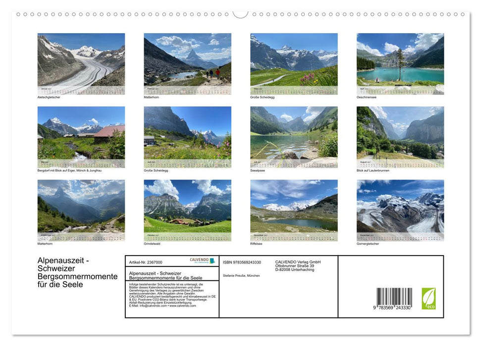 Alpenauszeit - Schweizer Bergsommermomente für die Seele (CALVENDO Premium Wandkalender 2027)