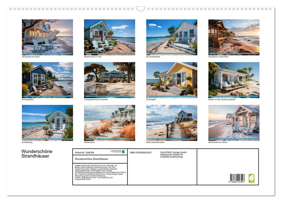 Wunderschöne Strandhäuser (CALVENDO Wandkalender 2027)