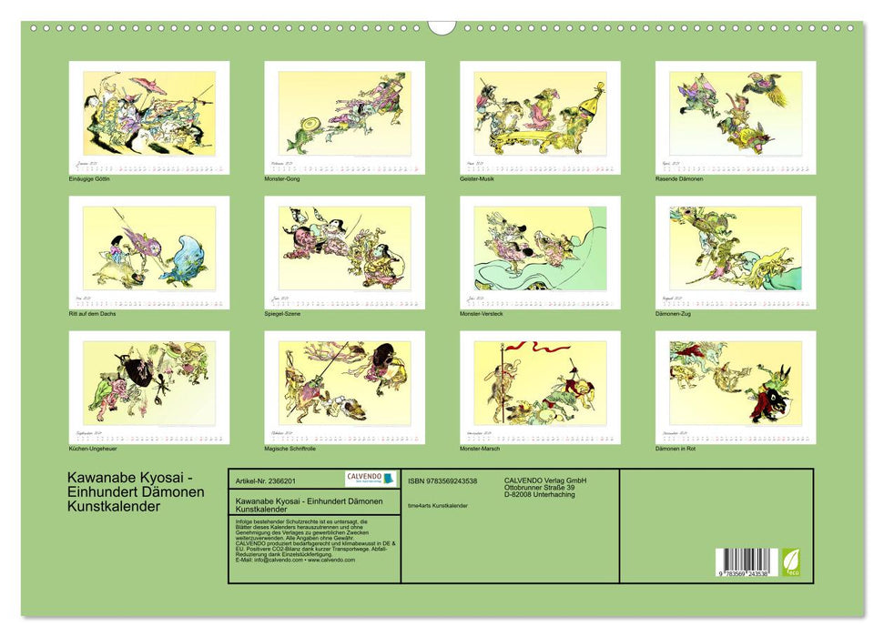 Kawanabe Kyosai - Einhundert Dämonen Kunstkalender (CALVENDO Wandkalender 2027)