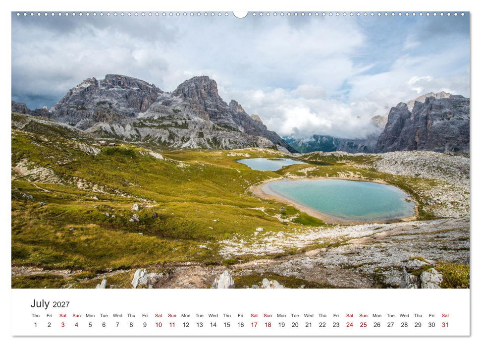 Alpine lakes on the Dolomites (CALVENDO Premium-Calendar 2027)