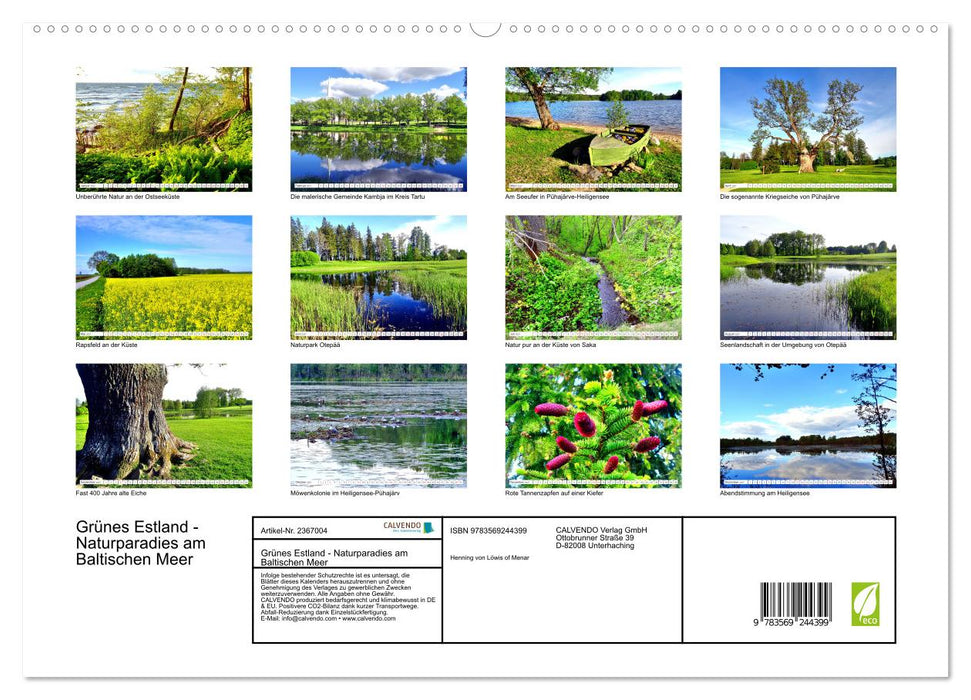 Grünes Estland - Naturparadies am Baltischen Meer (CALVENDO Premium Wandkalender 2027)