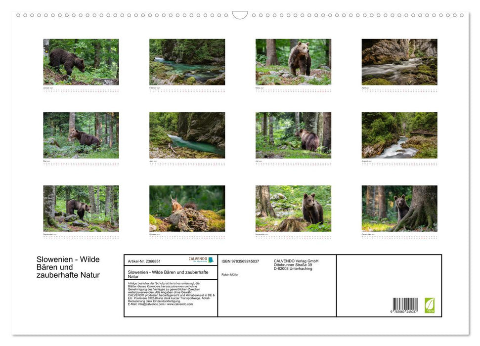 Slowenien - Wilde Bären und zauberhafte Natur (CALVENDO Wandkalender 2027)