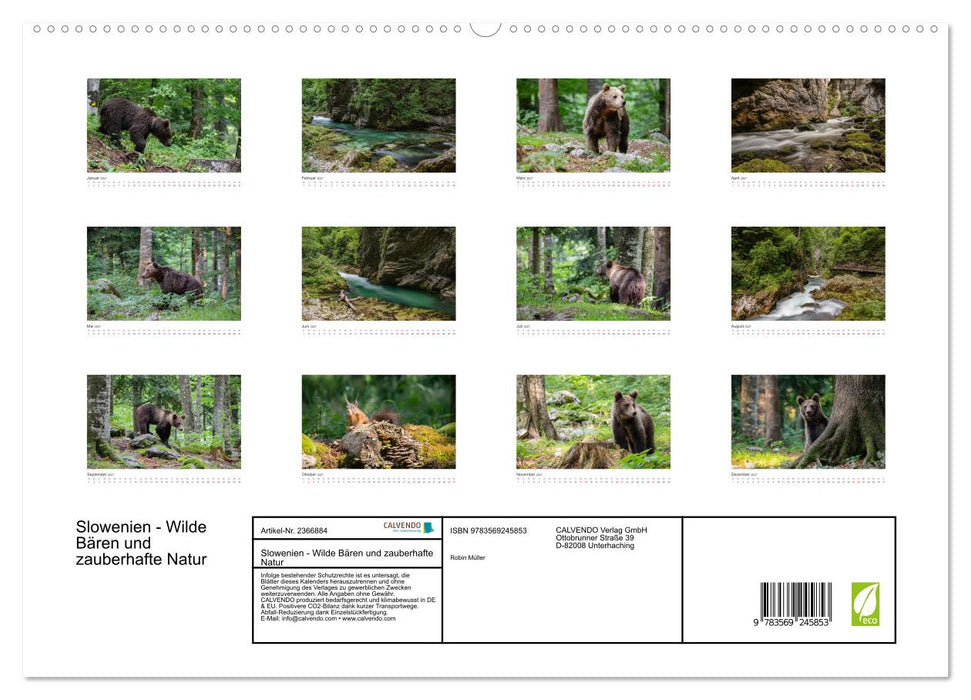 Slowenien - Wilde Bären und zauberhafte Natur (CALVENDO Premium Wandkalender 2027)
