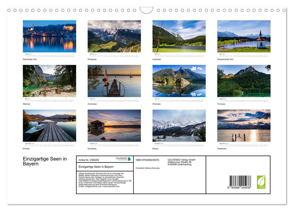 Einzigartige Seen in Bayern (CALVENDO Wandkalender 2027)