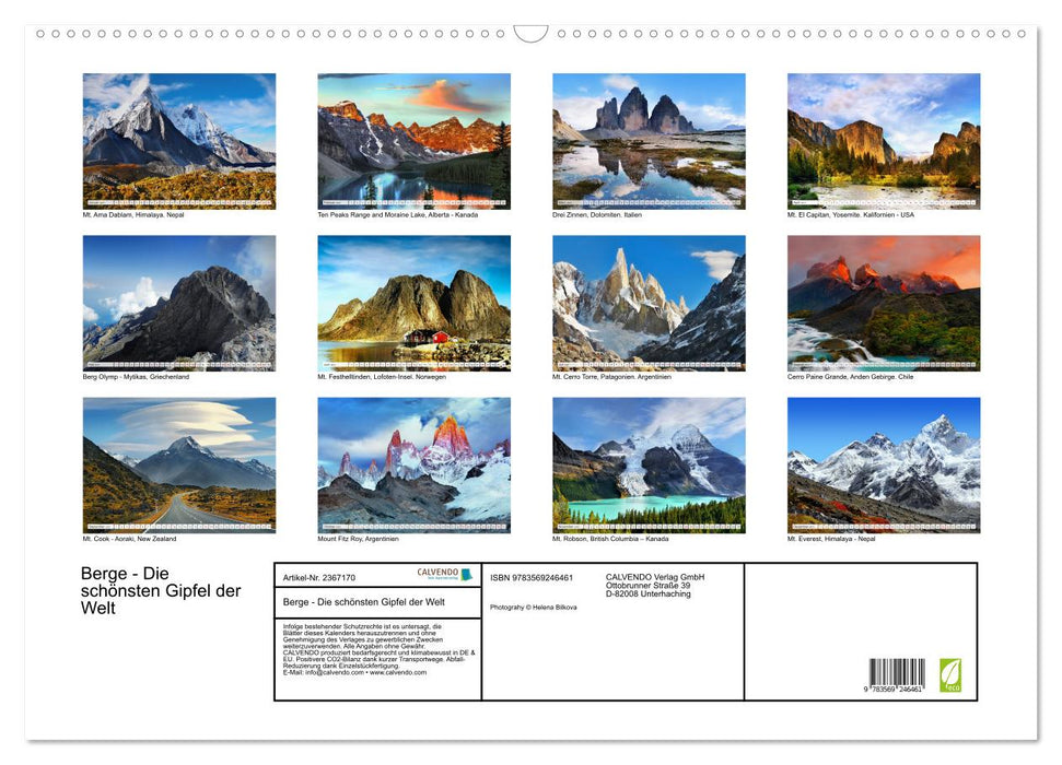 Berge - Die schönsten Gipfel der Welt (CALVENDO Wandkalender 2027)