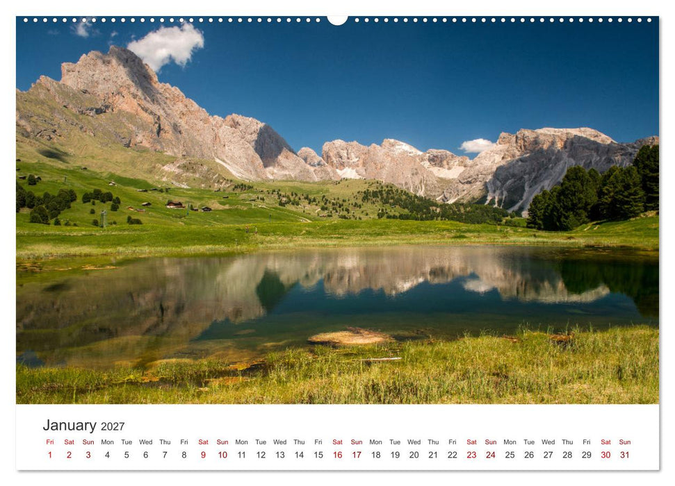 Alpine lakes on the Dolomites (CALVENDO Monthly Calendar 2027)