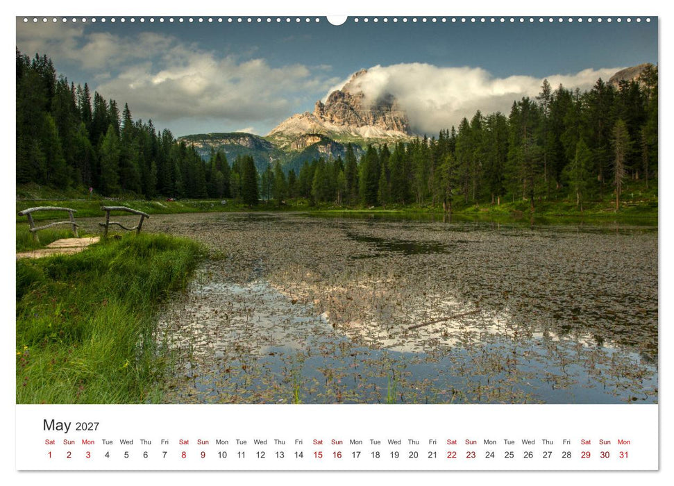 Alpine lakes on the Dolomites (CALVENDO Monthly Calendar 2027)