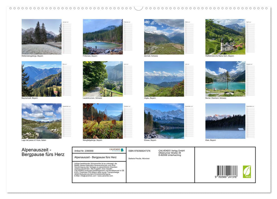 Alpenauszeit - Bergpause fürs Herz (CALVENDO Premium Wandkalender 2027)