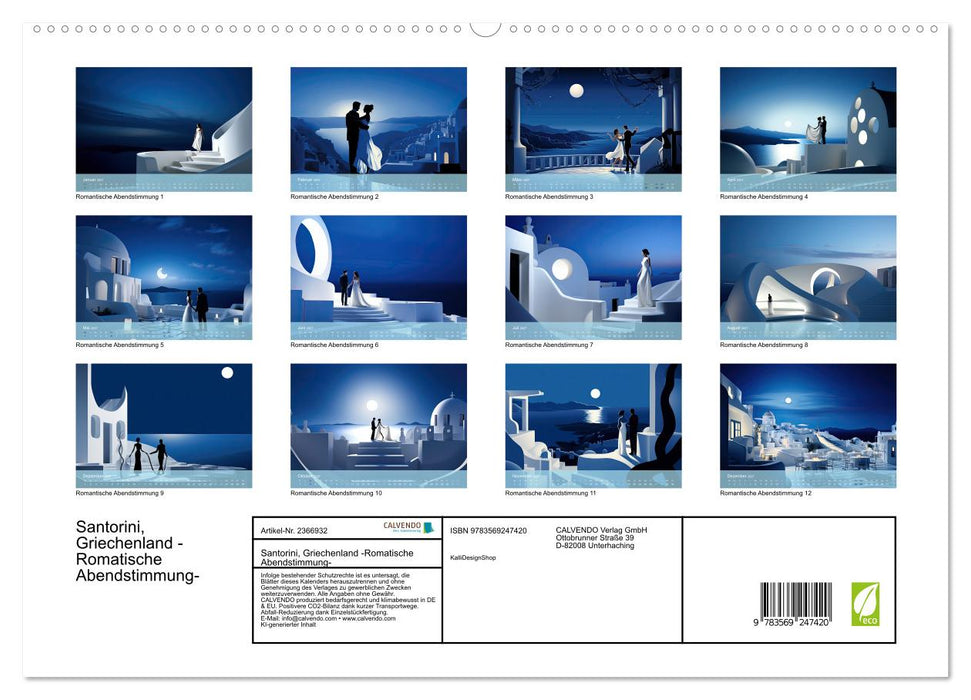 Santorini, Griechenland -Romatische Abendstimmung- (CALVENDO Premium Wandkalender 2027)