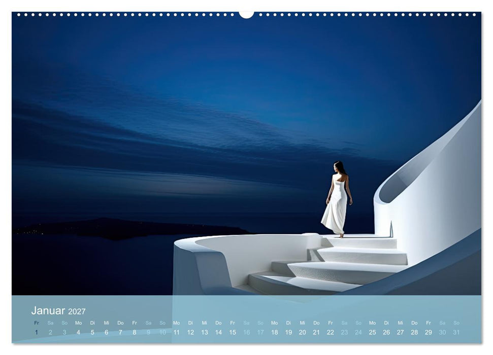 Santorini, Griechenland -Romatische Abendstimmung- (CALVENDO Premium Wandkalender 2027)