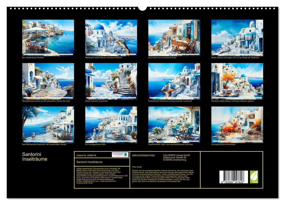Santorini Inselträume (CALVENDO Premium Wandkalender 2027)