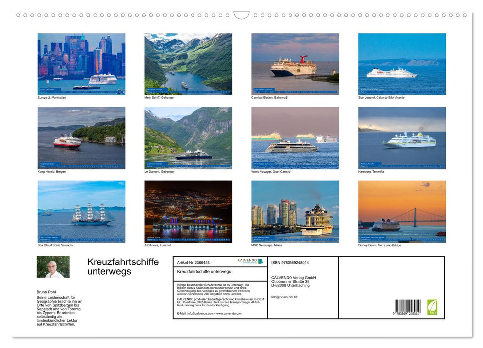 Kreuzfahrtschiffe unterwegs (CALVENDO Wandkalender 2027)
