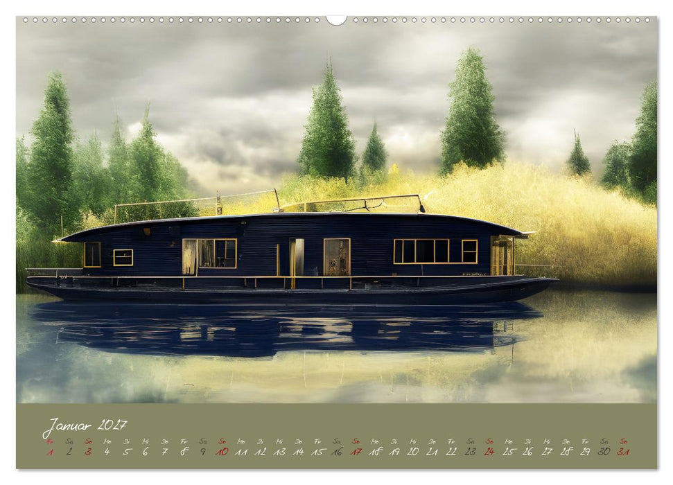 Romantische Fantasy Hausboote Magische Stimmungen in der Dämmerung (CALVENDO Wandkalender 2027)