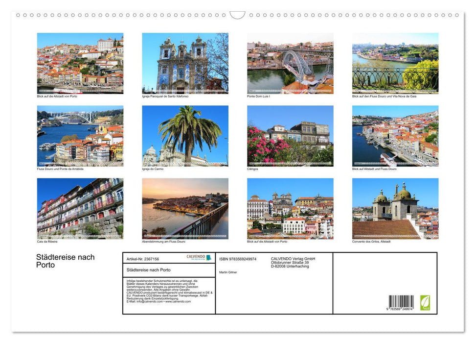 Städtereise nach Porto (CALVENDO Wandkalender 2027)