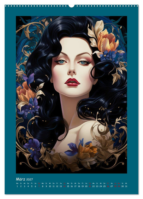 Glanz der Filmdiven. Art Nouveau Paintings im Poster-Stil (CALVENDO Wandkalender 2027)