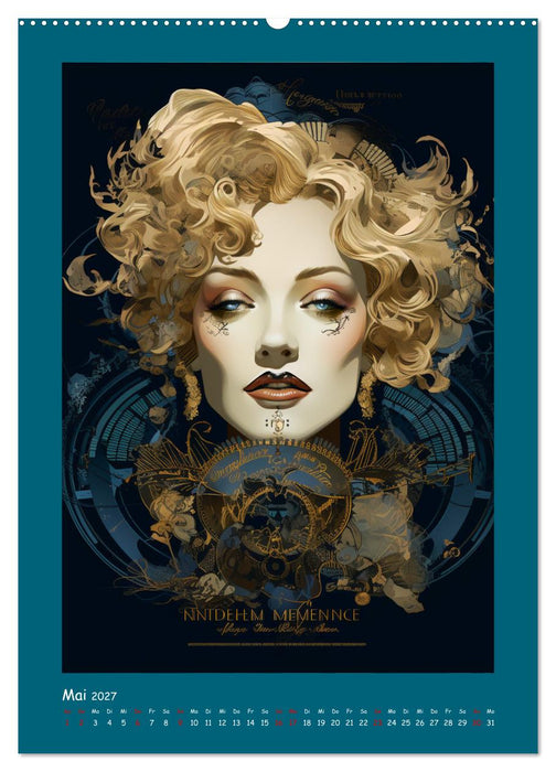 Glanz der Filmdiven. Art Nouveau Paintings im Poster-Stil (CALVENDO Wandkalender 2027)