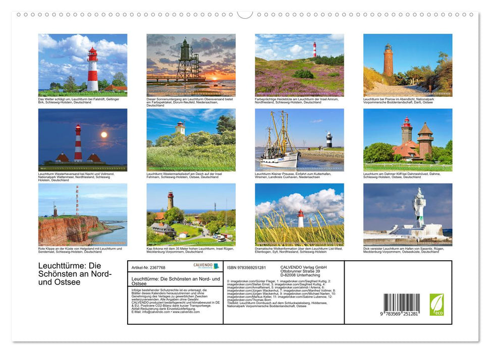 Leuchttürme: Die Schönsten an Nord- und Ostsee (CALVENDO Premium Wandkalender 2027)