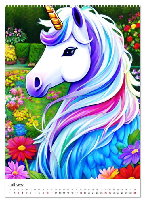 Jeder braucht ein Einhorn in seinem Leben - Bildergeschichte für Kinder (CALVENDO Premium Wandkalender 2027)