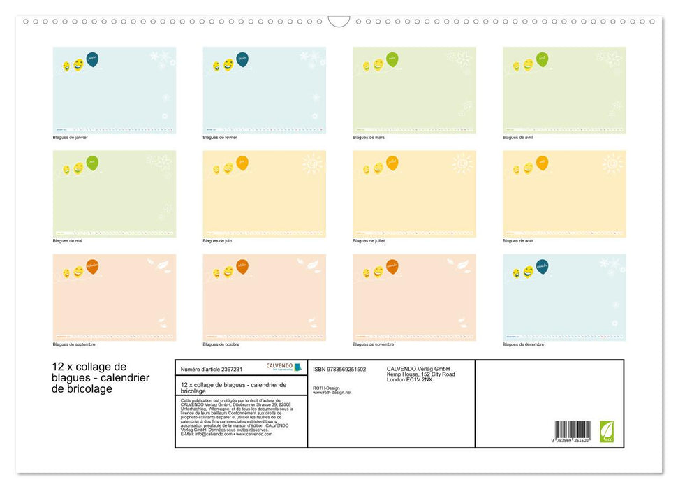12 x collage de blagues - calendrier de bricolage (CALVENDO Calendrier mensuel 2027)