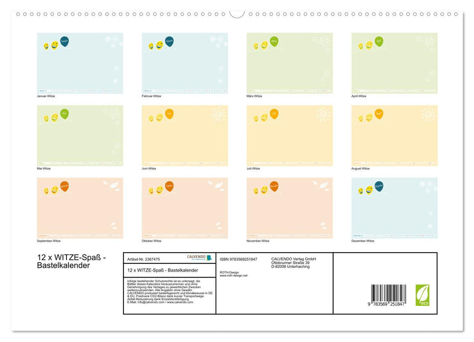 12 x WITZE-Spaß - Bastelkalender (CALVENDO Premium Wandkalender 2027)