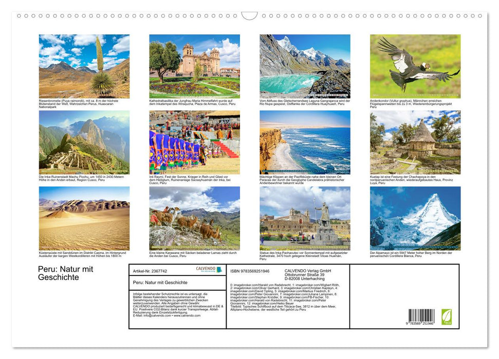 Peru: Natur mit Geschichte (CALVENDO Wandkalender 2027)