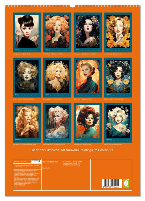 Glanz der Filmdiven. Art Nouveau Paintings im Poster-Stil (CALVENDO Premium Wandkalender 2027)
