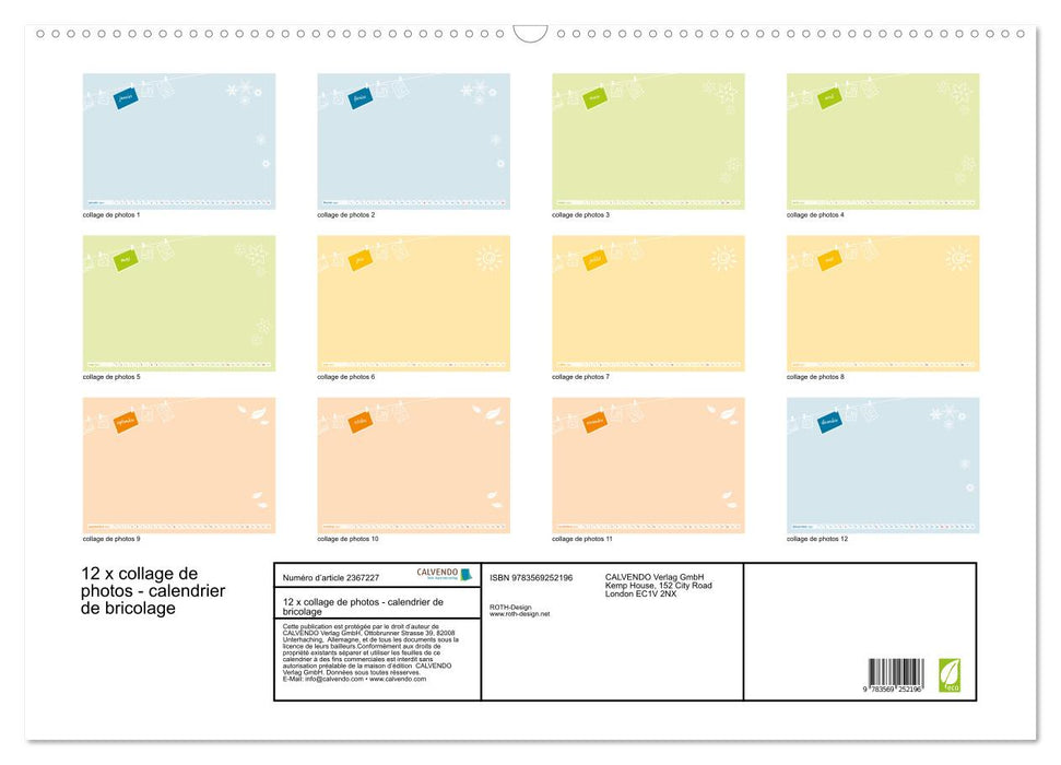 12 x collage de photos - calendrier de bricolage (CALVENDO Calendrier mensuel 2027)