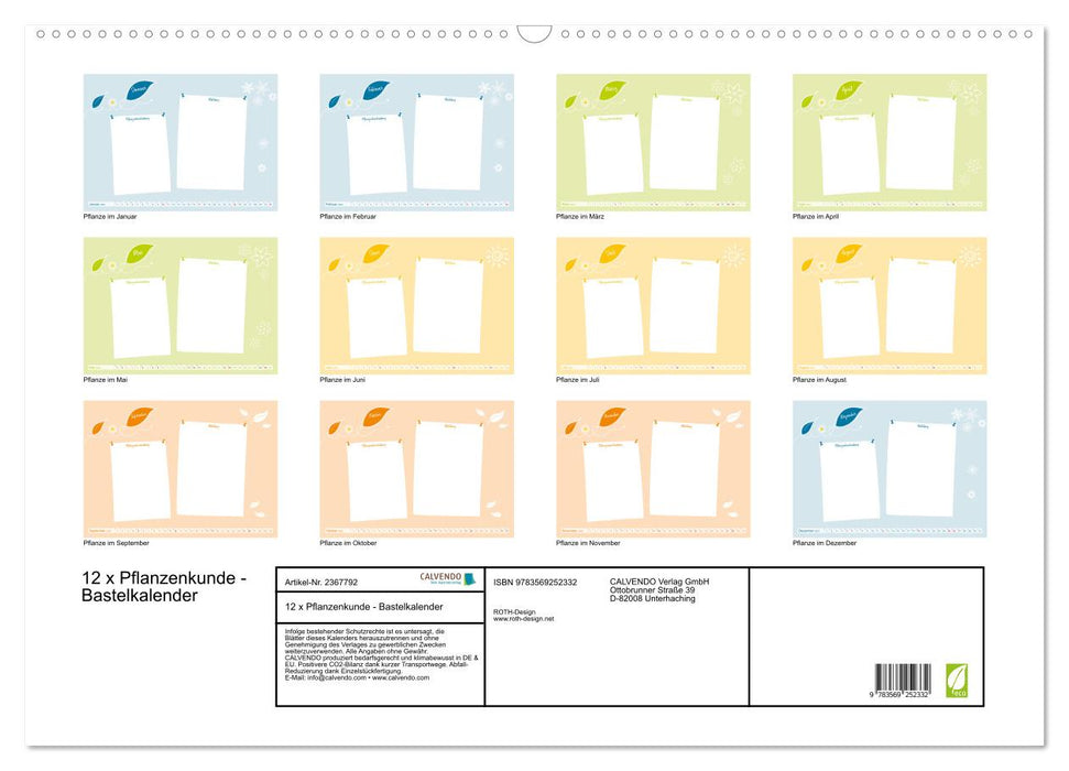 12 x Pflanzenkunde - Bastelkalender (CALVENDO Wandkalender 2027)