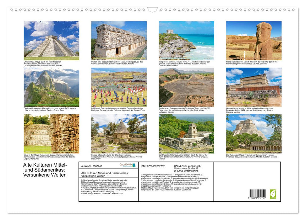 Alte Kulturen Mittel- und Südamerikas: Versunkene Welten (CALVENDO Wandkalender 2027)