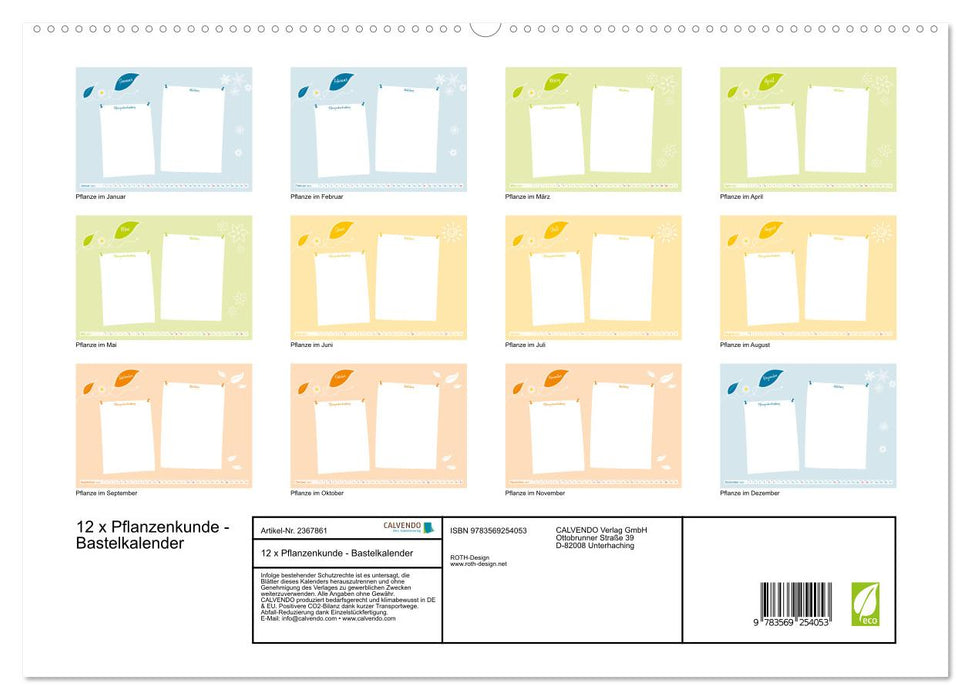 12 x Pflanzenkunde - Bastelkalender (CALVENDO Premium Wandkalender 2027)