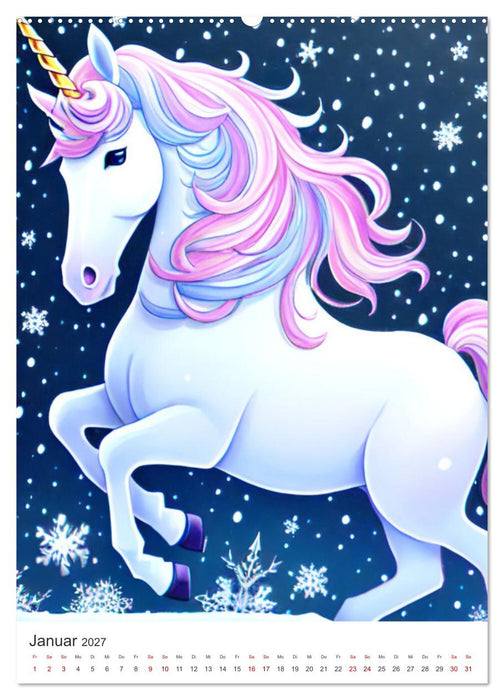 Jeder braucht ein Einhorn in seinem Leben - Bildergeschichte für Kinder (CALVENDO Wandkalender 2027)