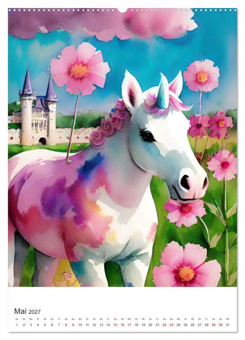 Jeder braucht ein Einhorn in seinem Leben - Bildergeschichte für Kinder (CALVENDO Wandkalender 2027)