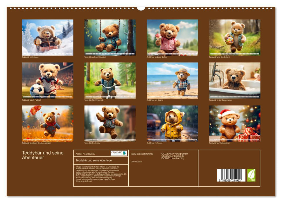 Teddybär und seine Abenteuer (CALVENDO Premium Wandkalender 2027)