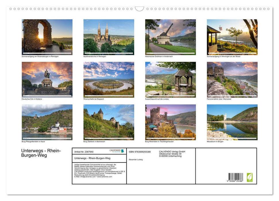 Unterwegs - Rhein-Burgen-Weg (CALVENDO Wandkalender 2027)