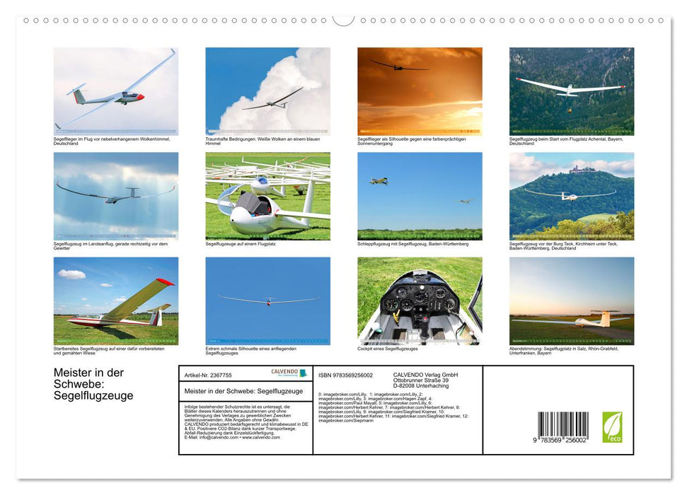 Meister in der Schwebe: Segelflugzeuge (CALVENDO Premium Wandkalender 2027)