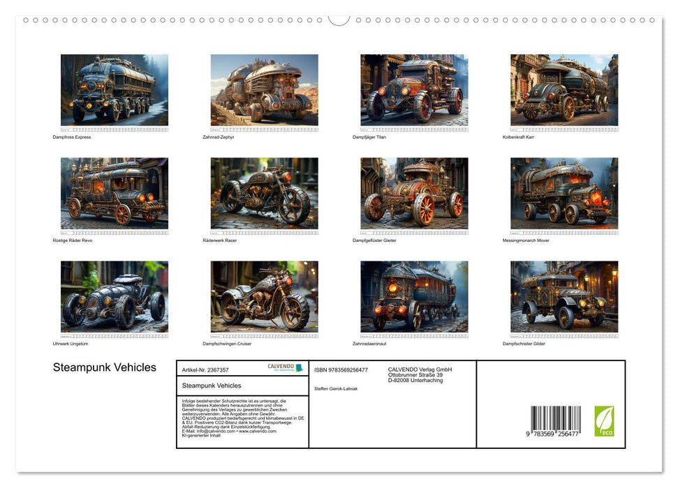 Steampunk Vehicles (CALVENDO Premium Wandkalender 2027)