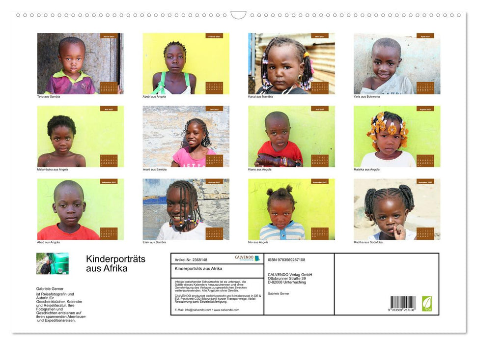 Kinderporträts aus Afrika (CALVENDO Wandkalender 2027)