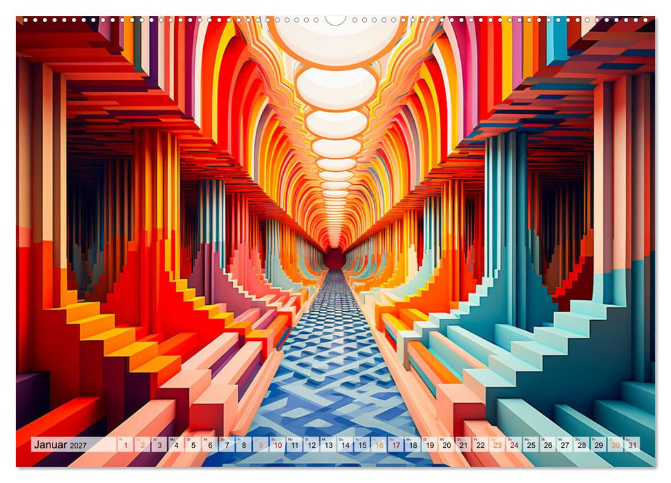 3D - Abstrakte und futuristische Illustrationen (CALVENDO Wandkalender 2027)
