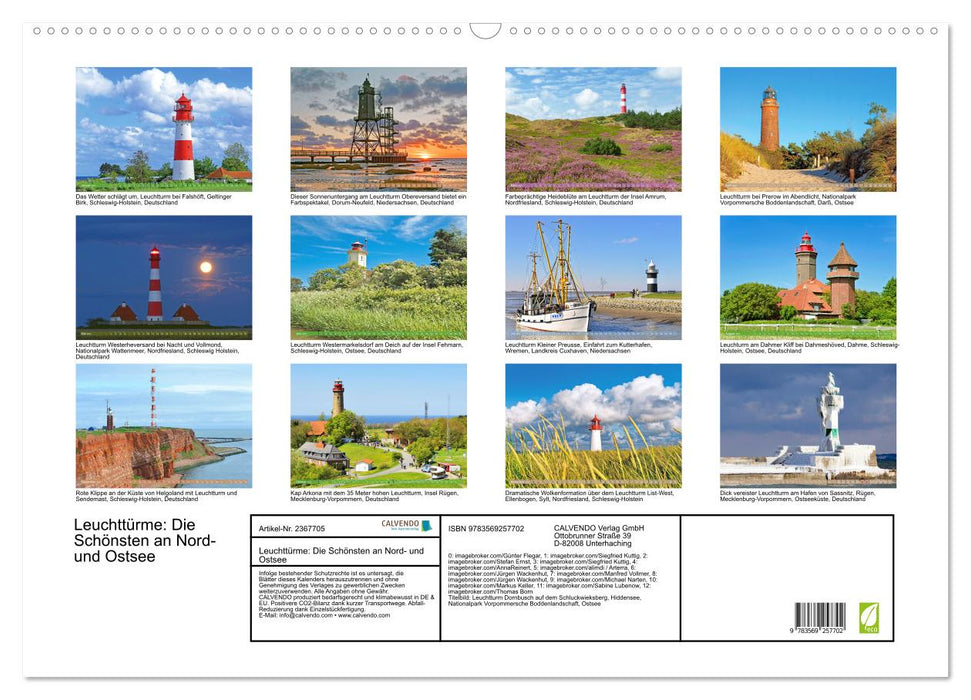Leuchttürme: Die Schönsten an Nord- und Ostsee (CALVENDO Wandkalender 2027)