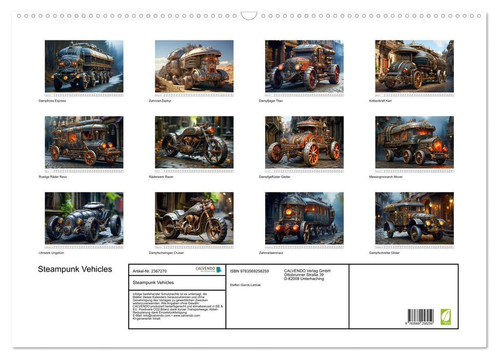 Steampunk Vehicles (CALVENDO Wandkalender 2027)